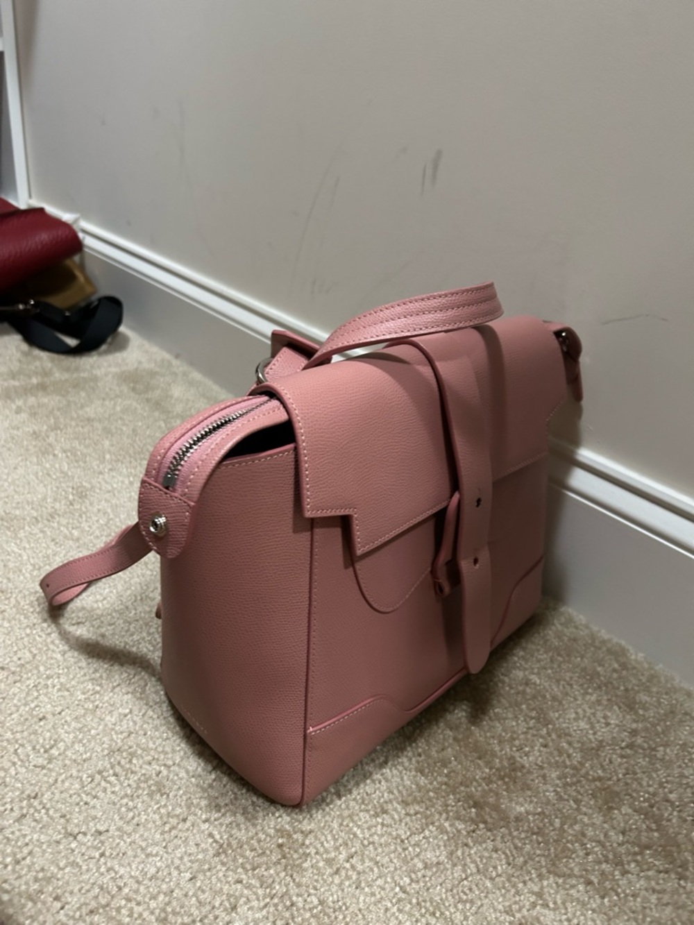 Senreve Pebbled Leather Satchel in Dusty Pink - Picture 6 of 10